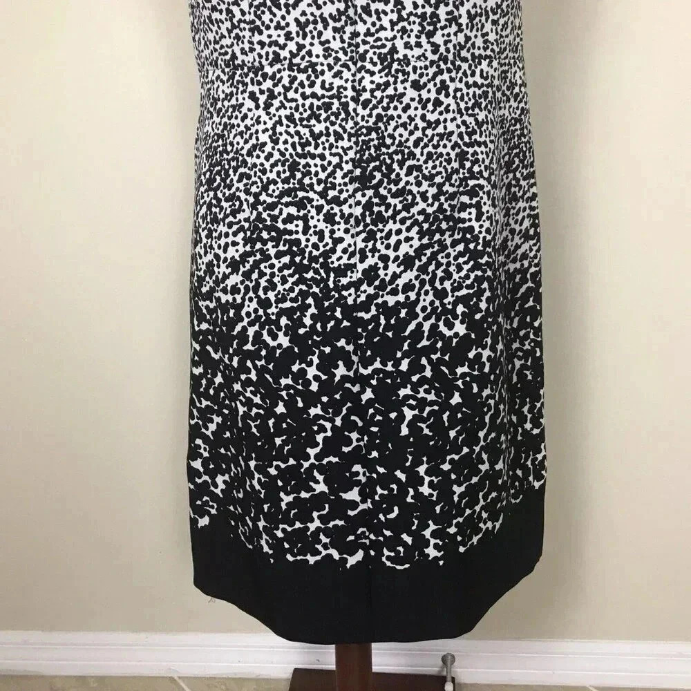 Black White Sleeveless Sheath Dress Size 14 Pleated Animal Print AA Studio Artsy - Picture 9 of 16